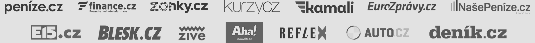 Napsali o nás: Peníze.cz, Finance.cz, Zonky.cz, Kurzy.cz, Kamali.cz, EuroZprávy.cz, NašePeníze.cz