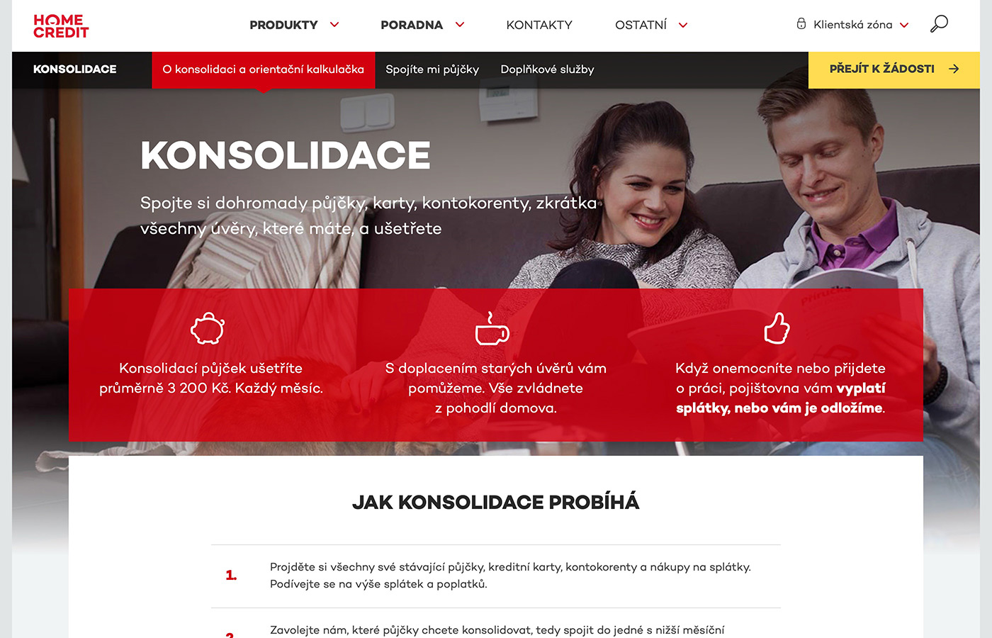 Náhled webových stránek www.homecredit.cz/konsolidace-pujcek
