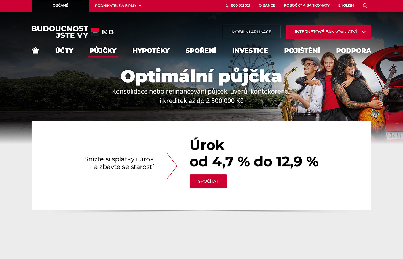 Náhled webových stránek www.kb.cz/cs/obcane/pujcky/optimalni-pujcka