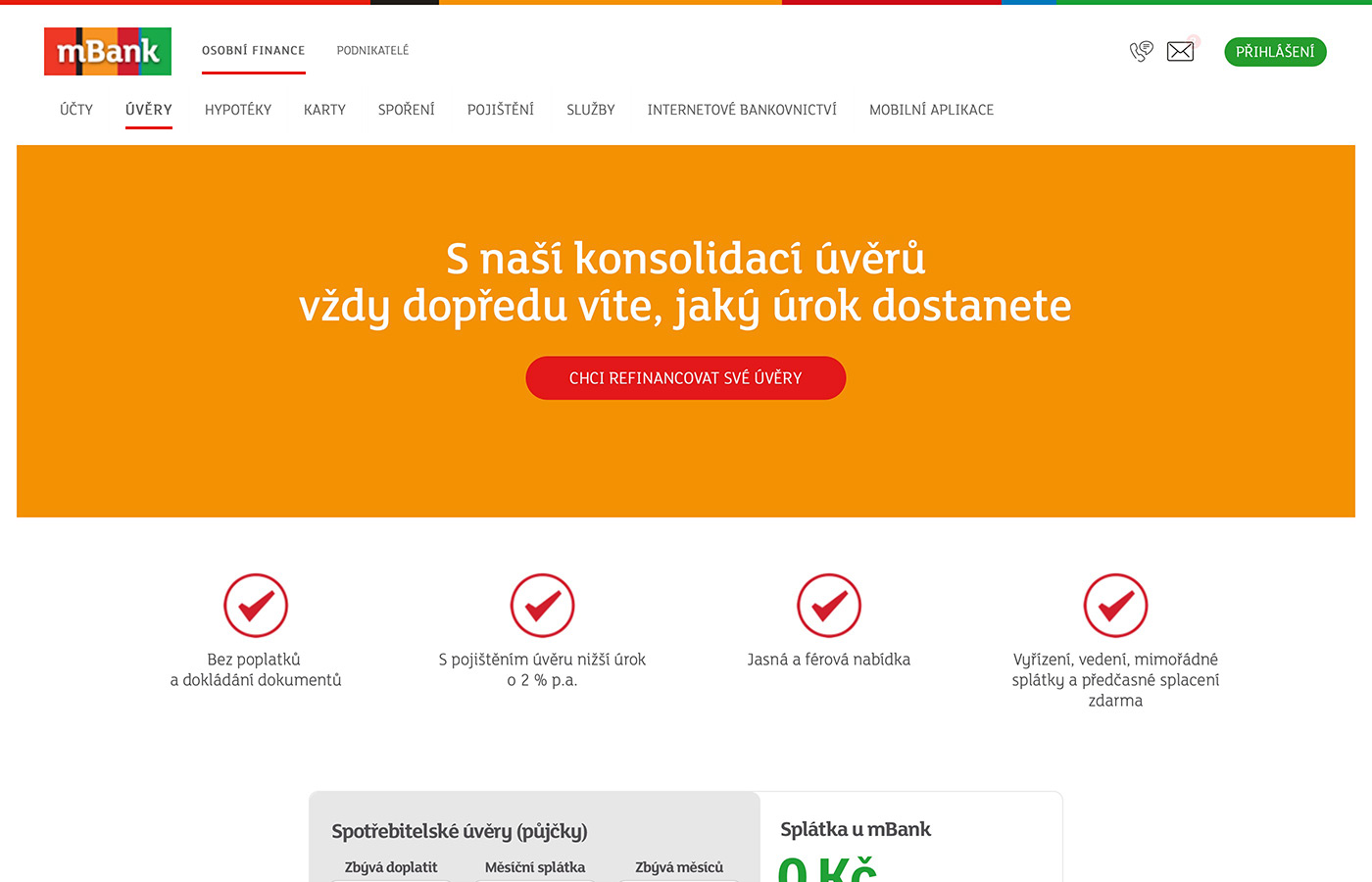 Náhled webových stránek www.mbank.cz/osobni/uvery/mpujcka-konsolidace/