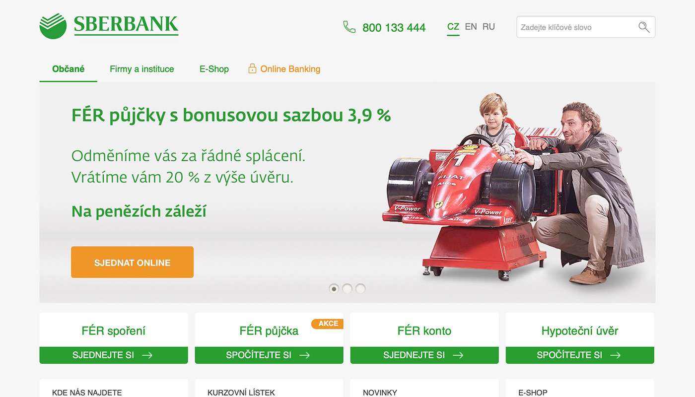 Náhled webových stránek www.sberbankcz.cz/obcane/hotovostni-pujcky