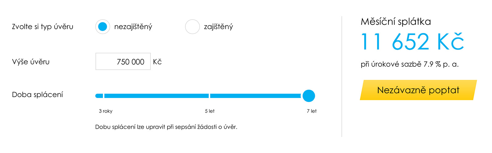 Výpočet na webu www.equabank.cz